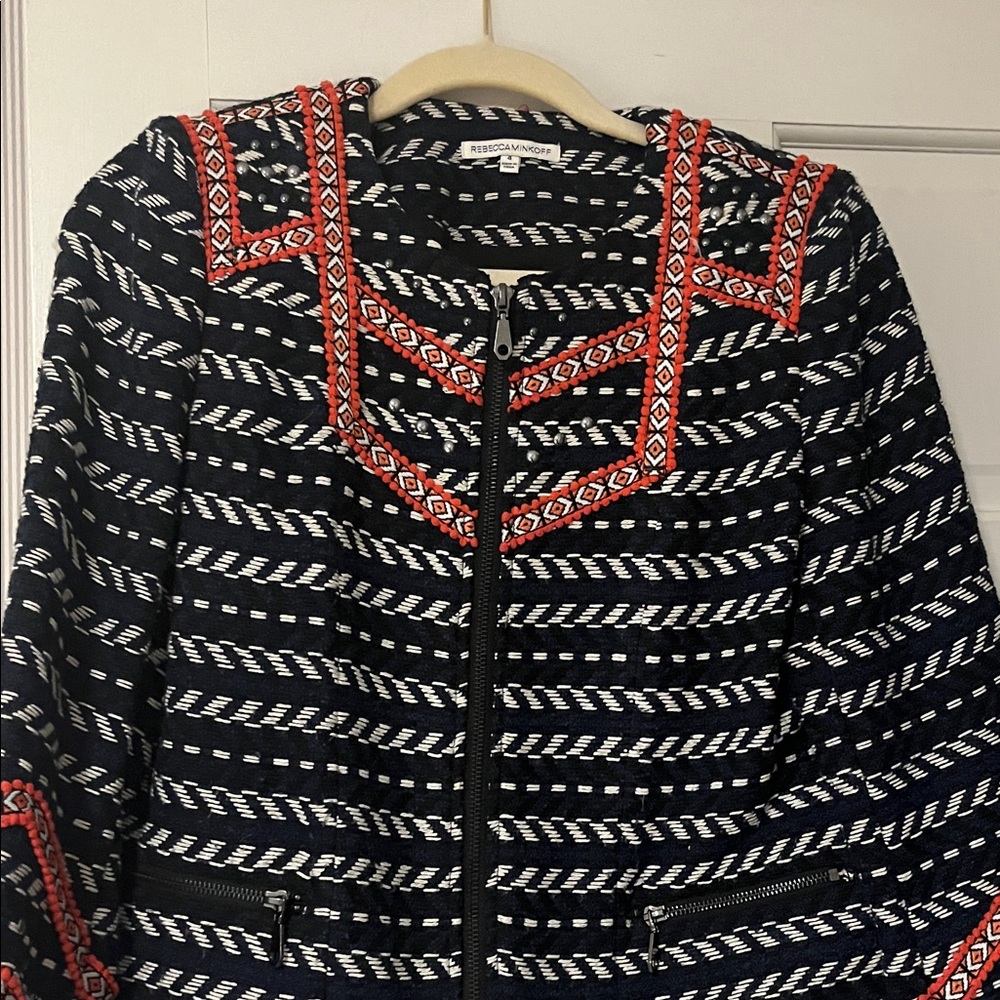 Rebecca Minkoff Black and White Textured Jacket